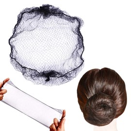 50pcs Hairnets Hair Net For Bun Invisible Elastic Edge Mesh 20inch 50cm (Bulk Packing,Black)
