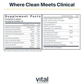 Vital Nutrients Hair Growth Vitamins Complex for Women - Hair Growth Supplement Supports Fuller, Thicker, Stronger with Keratin, Ashwagandha, Hops and