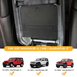 RERPRO One Touch Hidden Center Console Storage Organizer Box Compatible with 2018-2024 2025 2026 Jeep Wrangler JL 4XE Gladiator JT Interior Accessories Armrest Privacy Compartment Secret Tray