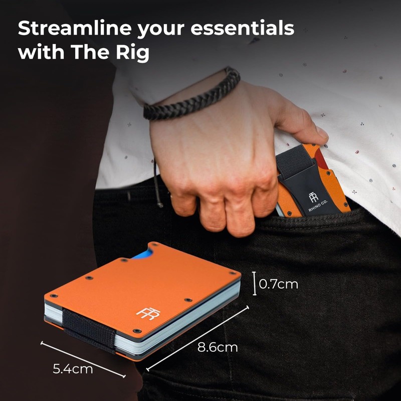 RHINO CO. Minimalist Metal Wallet RFID-Blocking Credit Card Holder with