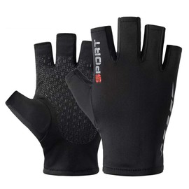TINAYAUE Men Women Half Finger Driving Gloves Mittens Cool Fabric Breathable Lightweight Non Slip Fingerless Bike Cycling Gloves Shockproof UV Protection Gloves Mitts for Motorcycle Hiking Running