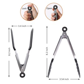 Pharamat Mini Silicone Tongs Set of 2, Small Serving Tongs (7 inch) with Silicone Tips and Stainless Steel Handle, Small Cooking Tongs for Steaks, Salads, Vegetables