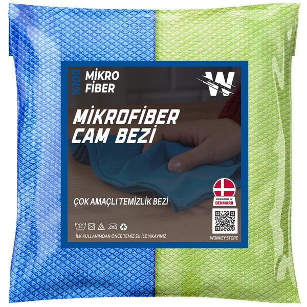 WONKEY - Mikrofiber Oto Cam Bezi 2'li Paket, Araba Pencere