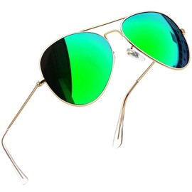 Joopin Polarized Green Aviation Sunglasses for Men, Military Style Sun Glasses UV Protection, Mirror Metal Shades Sunnies