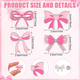 Landical 12 Pcs Pink Bow Brooch Pins for Women Bow Tie Enamel Pins Teacher Mother's Day Party Favors Brooch for Wedding Graduation Dress Suit Shirts Accessories Gifts