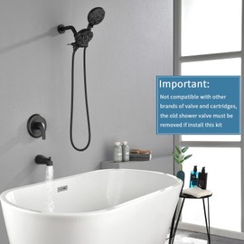 Tub and Shower Faucet Set Complete Dual Shower Head and Handheld 2 in 1 Combo Set Shower System with Tub Spout Tub and Shower Trim Kit Matte Black 88056B