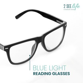 TR90 Black Sturdy Blue Light Reading Glasses Men with Trendy Design - Large & Thick Frame Computer Readers for Men - Flexible for all Face Shapes Cheaters Reading Glasses - Blue Blocker Readers 4.0