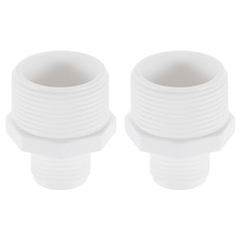 sourcing map 2 Pcs Garden Hose Adapter, Male 1.25" NPT x 3/4" GHT Garden Hose Fitting Male Plastic Connector for Tank and Pool Pump Hoses, White
