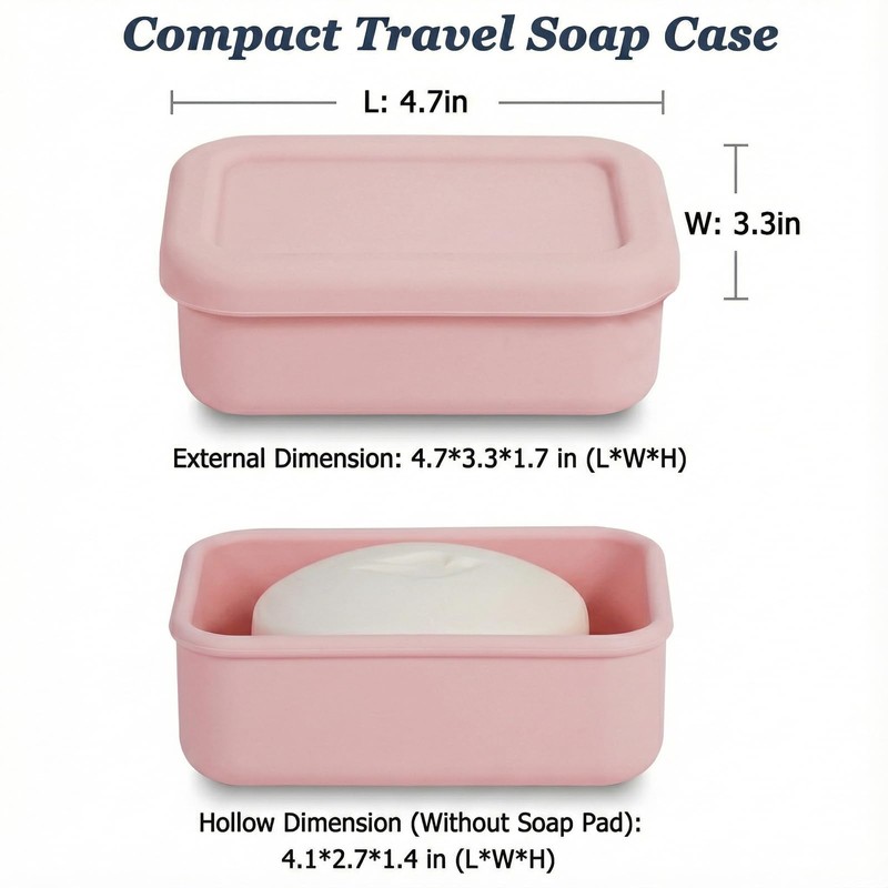 Leak Proof Silicone Travel Soap Case with Draining Tray -