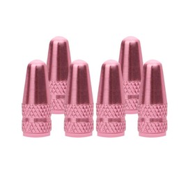 SENZEAL 6 Pieces French Dust Caps Aluminium Alloy Bike Wheel Tyre Valve Covers (Pink)
