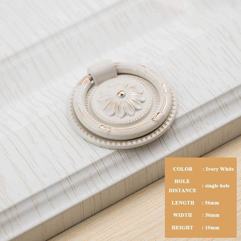 Shiwaki 2Pcs Ring Pulls Circle Knobs, Retro Invisible Hardware Cabinet