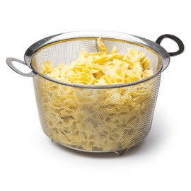 RSVP International Endurance Kitchen Collection Stainless Steel Mesh Strainer, 6 Quart, Wide Rim