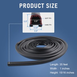 RV Slide Out D-Seal Black Rubber Weatherstrip Exterior Molding Trim 1" x 15/16" x 35' Replacement for RV Camper Trailer Slideout System 018-312-EKD