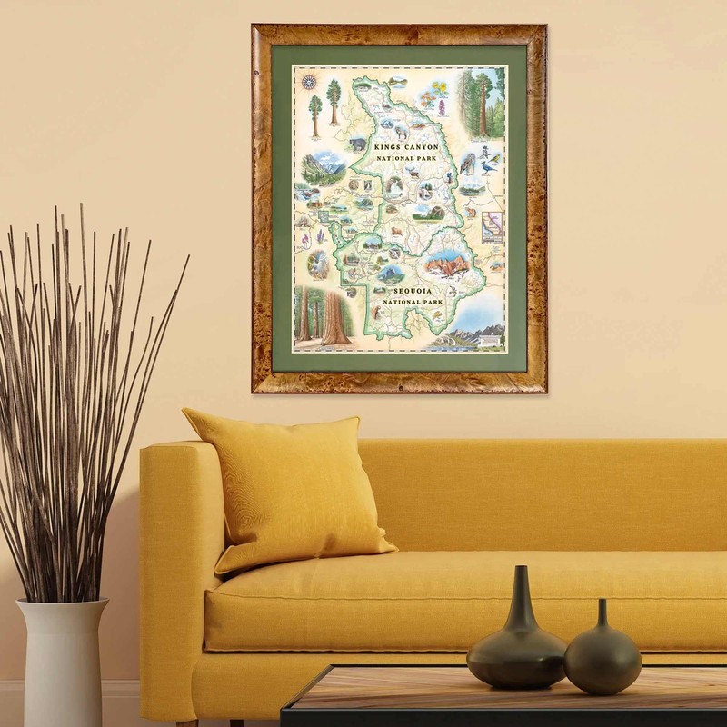 Sequoia & Kings Canyon Map Poster – 18x24 Vintage-Style Lithographic