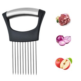 Onion Holder Stainless Steel Vegetable Cutter, Onion Cutter Holder Food Slice Assistant, Cooking Accessories, Kitchen Utensils, Kitchen Aid Vegetable Cutter, Kitchen Aid, Onion Cutter for Meat