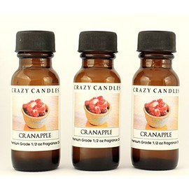 Crazy Candles Cranapple 3 Bottles 1/2 FL Oz Each (15ml) Premium Grade Scented Fragrance Oil