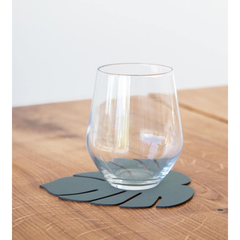 Lind DNA Monstera 989963 Glass Coaster Recycled Leather Nupo Pastel