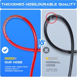 Sewer Jetter Kit for Pressure Washer, 50FT 5800 PSI Drain Cleaner Hose with 1/4" NPT Corner, Rotating and Button Hose Sewer Jetting Nozzle, Waterproof Tape, Pearl Corsage Pin, Spanner, Glove