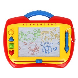 Playkidz Magnetic Drawing Board Toy for Kids, Large Color Doodle Board Writing Painting Sketch Pad, Write and Play, Draw and Stamp, Erase and Write Again, Ages 3+. (1 Pack)