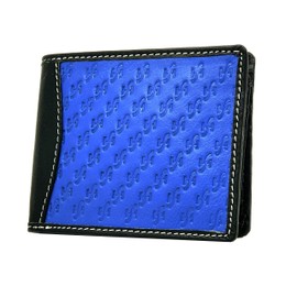 STARHIDE Mens RFID Blocking Genuine Soft Leather Flip Up ID Pocket Wallet 1165 Blue/Black