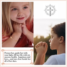 Semoya Confirmation Gifts for Teen Girls, Easter Basket Stuffers Silver Virgin Mary Cross Charm Chain Bracelet Catholic Religious Christian Jewelry Gift for Teenage Girl Daughter Sister