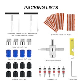 Romon Tyre Repair Kit, 55 Pieces Car Tyre Repair Kit, Repair Kit, Car Tyre Puncture Kit, Heavy Duty Tyre Repair Kit for Car, Motorcycle, Truck, ATV, Tractor, Motorhome, SUV