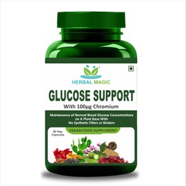 Herbal Magic Glucose Support – 60 Capsules, Vegan Food Supplement with Herbal Blend for Metabolism & Wellness