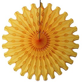 Gold-Dyed 18-Inch Tissue Paper Fans (6-Pack) - Perfect for Parties, Weddings, and Backdrops
