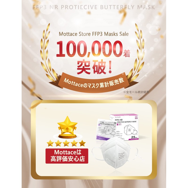 [Mottace] FFP3マスク 立体マスク 6層 3D マスク不織布【防護力 FFP3 > N95 >