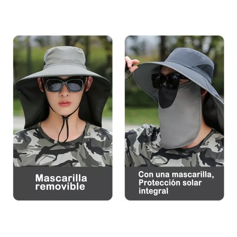 Dolores Sombrero Pesca Sol Protección Cuello Cara Mangas Brazo 3pcs