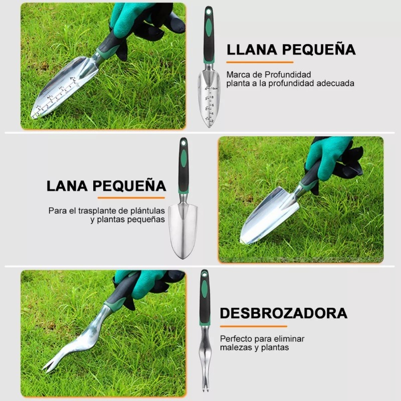 AZYAADIXX Juego De Herramientas De Jardín Kit Manual Jardinería 11pzs