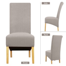 Lellen XL Size Stretch Chair Covers for Dining Room Large Dining Room Chair Slipcovers Dining Chair Covers Kitchen Reusable Parsons Side Chair Slipcover Soft Protector Set of 4,Khaki