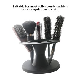 Hair Brush Holder Hair Brush Organizer Plastic Round Hair Brush Comb Holder Display Stand Hair Styling Brush Stand Shelf Accessories for Salon and Home (Black)
