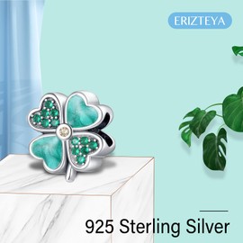 Erizteya 925 Sterling Silver Charms for Bracelets Necklaces, Egg Bunny Easter Cross Fireflies Turtle Butterfly Pendant Beads, Clover Safety Chain Clip Pendant Jewellery Gift for Women, Cubic Zirconia