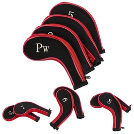 Keenso Pack of 10 Golf Club Headgear Neoprene Waterproof Golf Club Iron Head Covers Putter Set Protector Case Golf Accessories (Red)