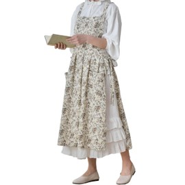 Hawholm Japanese apron Women-Cross Back Apron for Women with Pockets, Pinafore Aprons, Womens Cotton Linen Apron