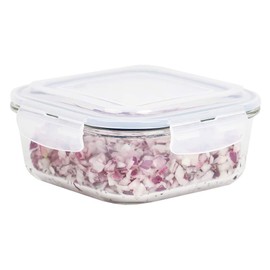 Michael Graves Design MG51737 Food Storage Container, Rectangle: 40 oz, Indigo/Clear