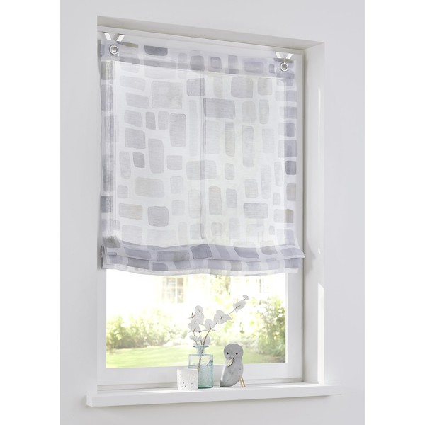 Glen Roman Blind White with Hook Hanging, Semi-Transparent, Roman Curtain