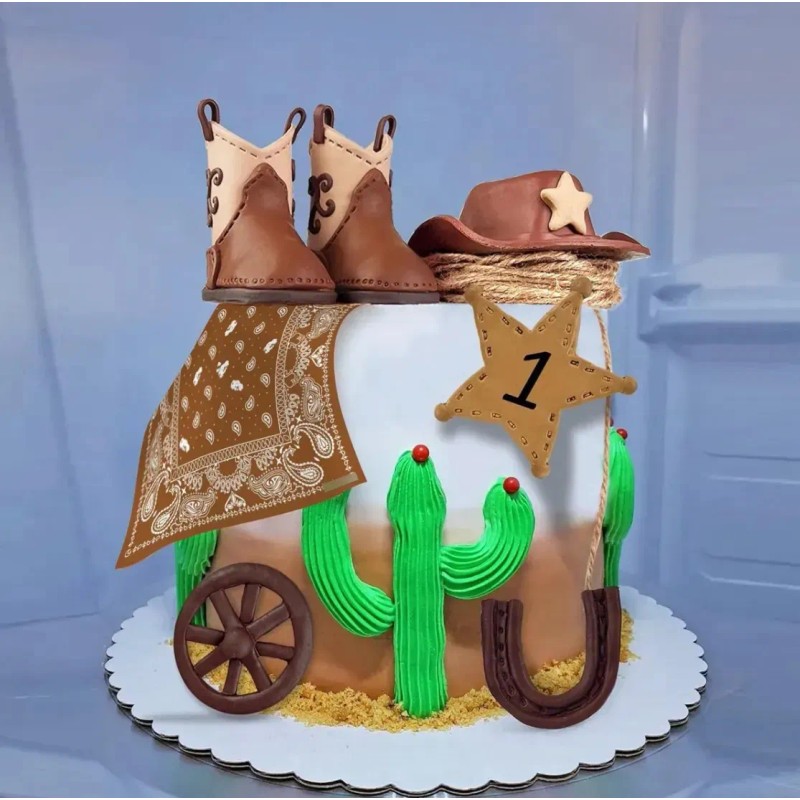 Decoración Pastel De Vaquero Del Oeste Para Fiesta Cumpleaño Rdffcoo