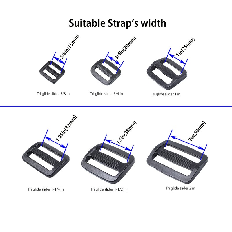 Baitoo Tri glide Slider,Heavy Duty Plastic Tri Glide Slide Buckle