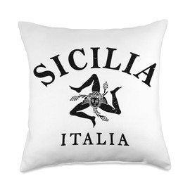 Sicily Italy Souvenir Italian Medusa Sicilian Flag Trinacria Throw Pillow