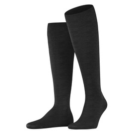 FALKE Men's ClimaWool Knee Socks Breathable Climate Regulating Odour-Inhibiting Wool Lyocell Very Durable Reinforced Elegant Fine Ultra Light Feel on the Skin 1 Pair, Grey (Anthracite Melange 3117)