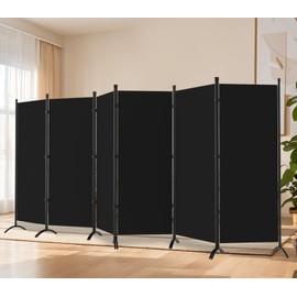 Room Divider-6 Panels Black Folding Privacy Screens, 6 ft Partition Room Dividers Wall for Separation, Home, Office, Classroom, Studio
