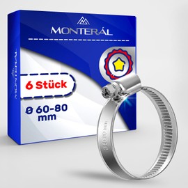 Hose Clamps Diameter 60-80 mm 9 mm Hose Clamps Set of 6 MONTERAL
