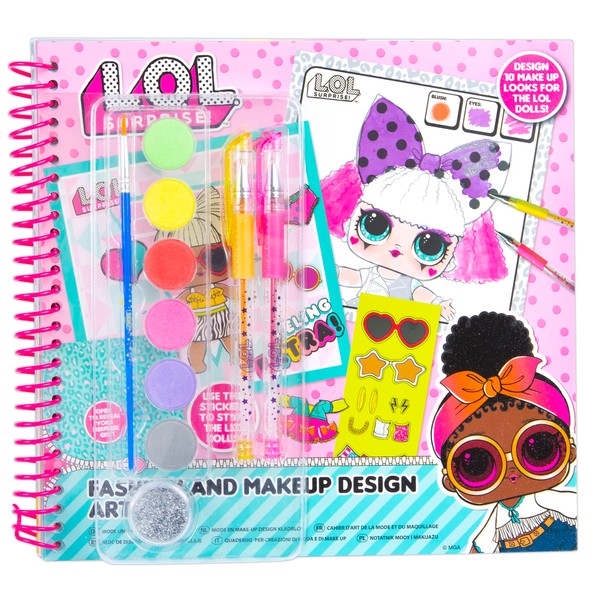 LOL Doll Fashion Art Pad - Makeup & Fashion Design Kit - LOL Gifts for Girls - LOL Colouring Book with Stickers, Paint, Glitter & Gel Pens - Colouring Book for Girls Gifts
