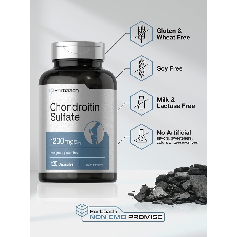 Horbaäch Chondroitin Sulfate 1200mg | 120 Capsules | Non-GMO &