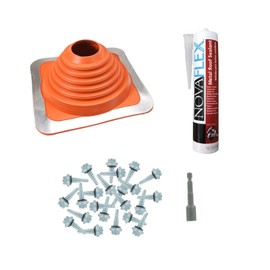 Fasteners Plus ST Fastening #4 Roofjack Square Silicone High Temperature Pipe Flashing Boot Kit (Pipe OD 2-3/4" to 7"), Red