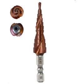 Hyamass M35 Step Drill Bit Set - 5% Cobalt HSS-Co Metal Drill Bit, 11 Sizes (3-13mm) with Double Spiral Flutes & 1/4" Hex Shank for Stainless Steel, Copper | Step Bit, Drill Bits for Steel