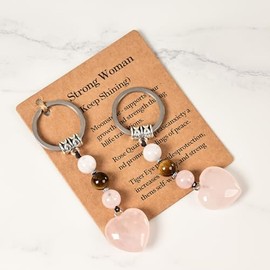 Natural Healing Crystals Keychain – A Thoughtful Gift for Life's Transitional Moments, New Beginnings, Anxiety Relief, Farewells & Celebrations Graduation, Promotion – (Strong Woman-Keep Shining)