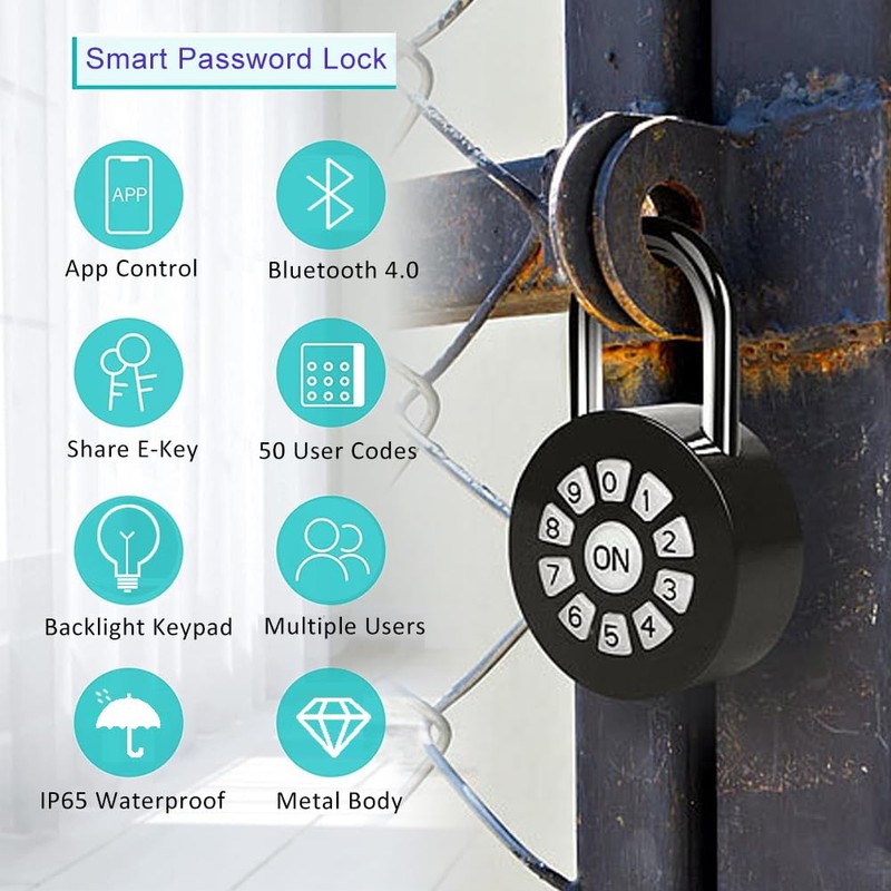 GreatYYT Smart Padlock, Password Lock with APP Control(iOS/Android), Access via